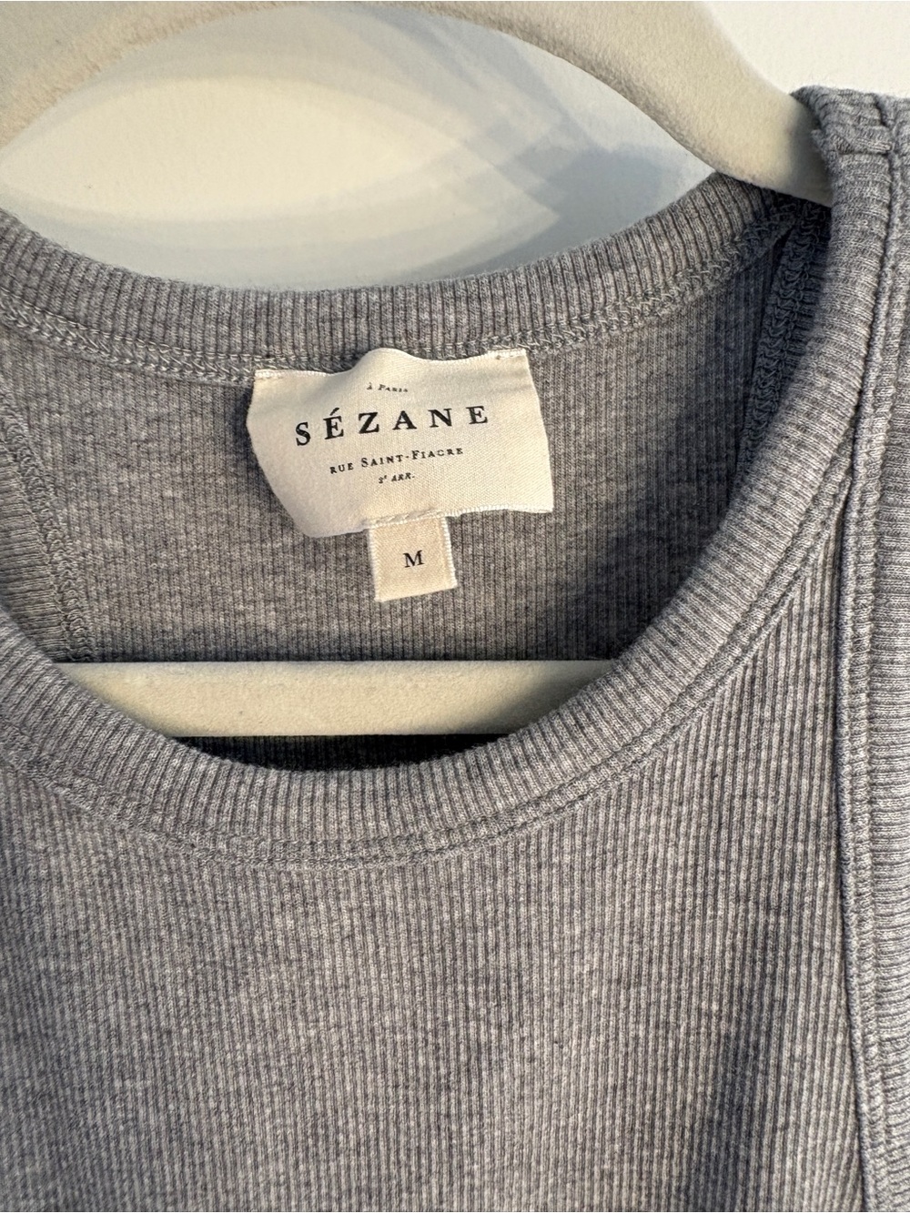 Sezane Gray Ribbed Racerback Tank - Picture 2 of 3